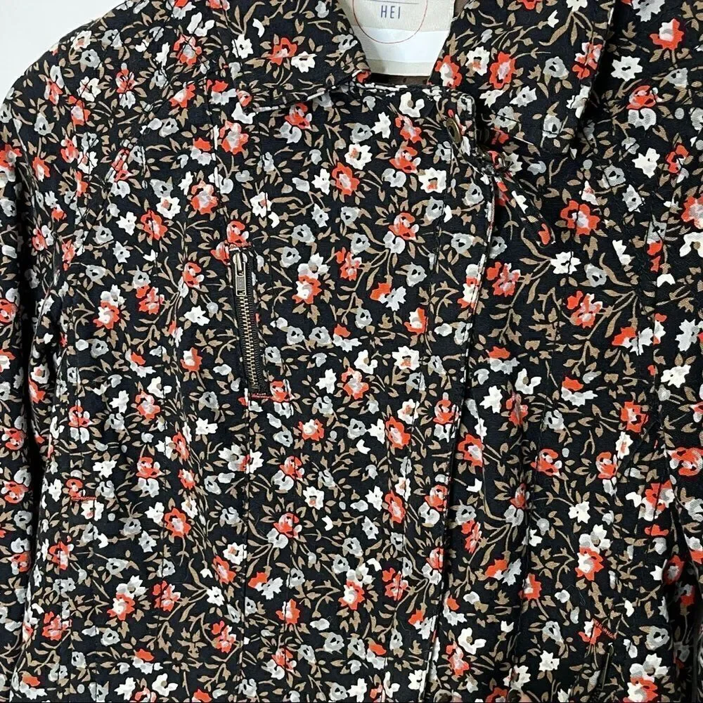 Anthropologie Hei Hei Tinsley Floral Crop Moto Jacket Size 4